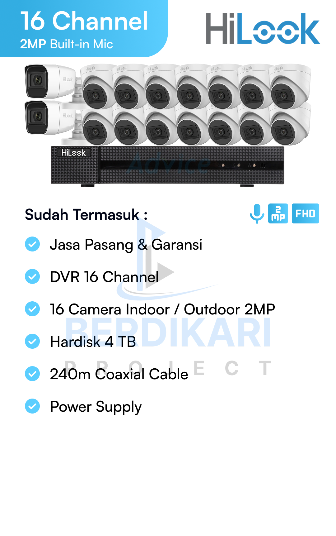 Paket CCTV HiLook Audio 2MP