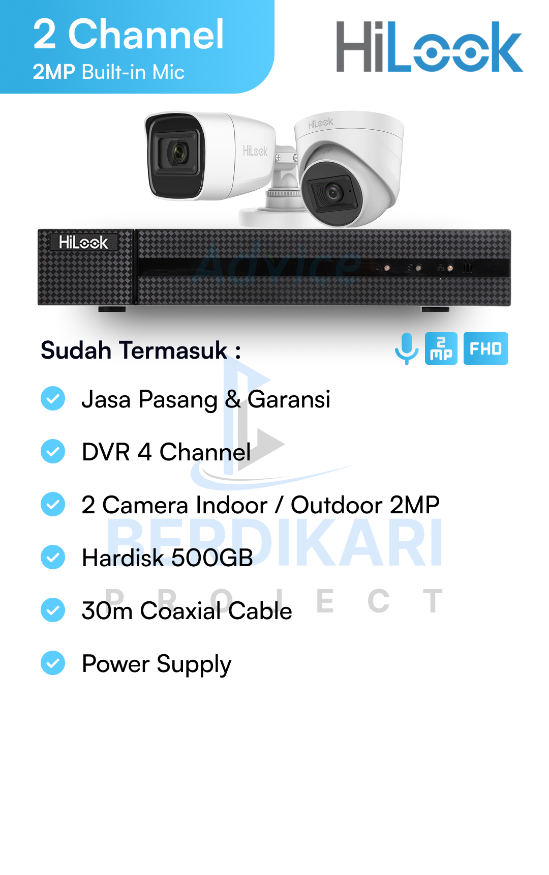 Paket CCTV HiLook Audio 2MP