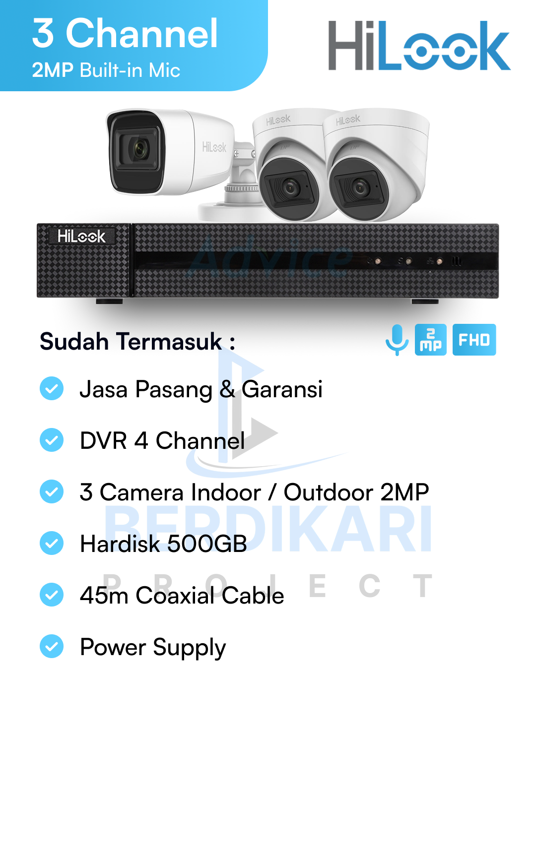 Paket CCTV HiLook Audio 2MP