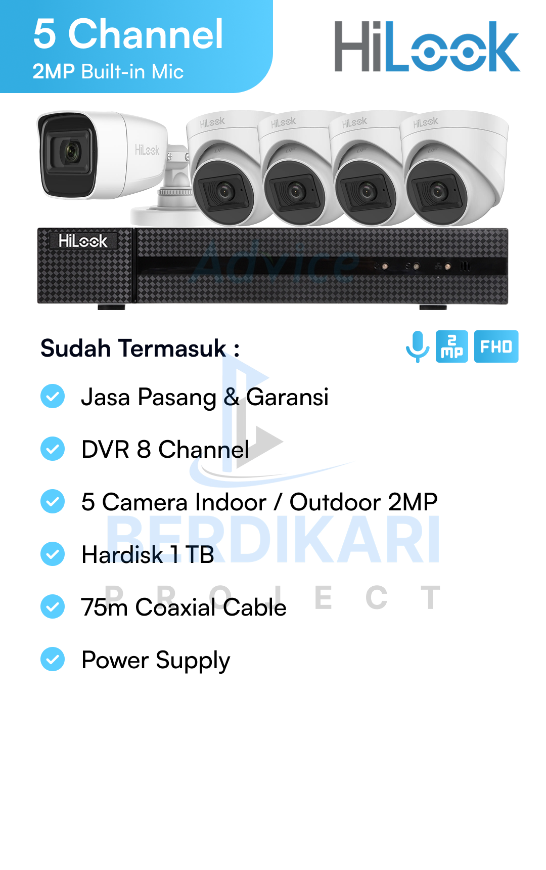 Paket CCTV HiLook Audio 2MP