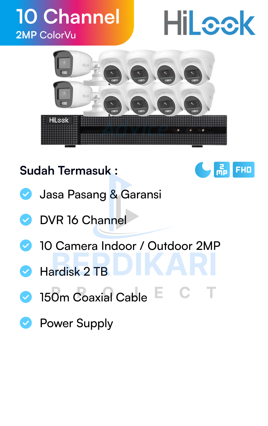 Paket CCTV HiLook Color 2MP