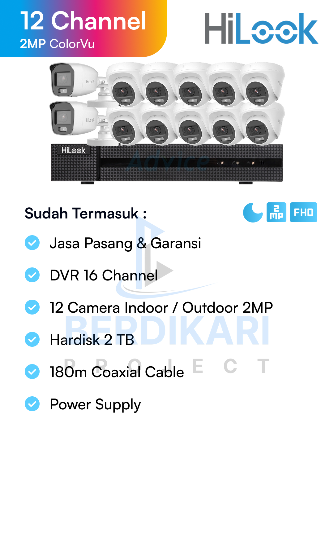 Paket CCTV HiLook Color 2MP