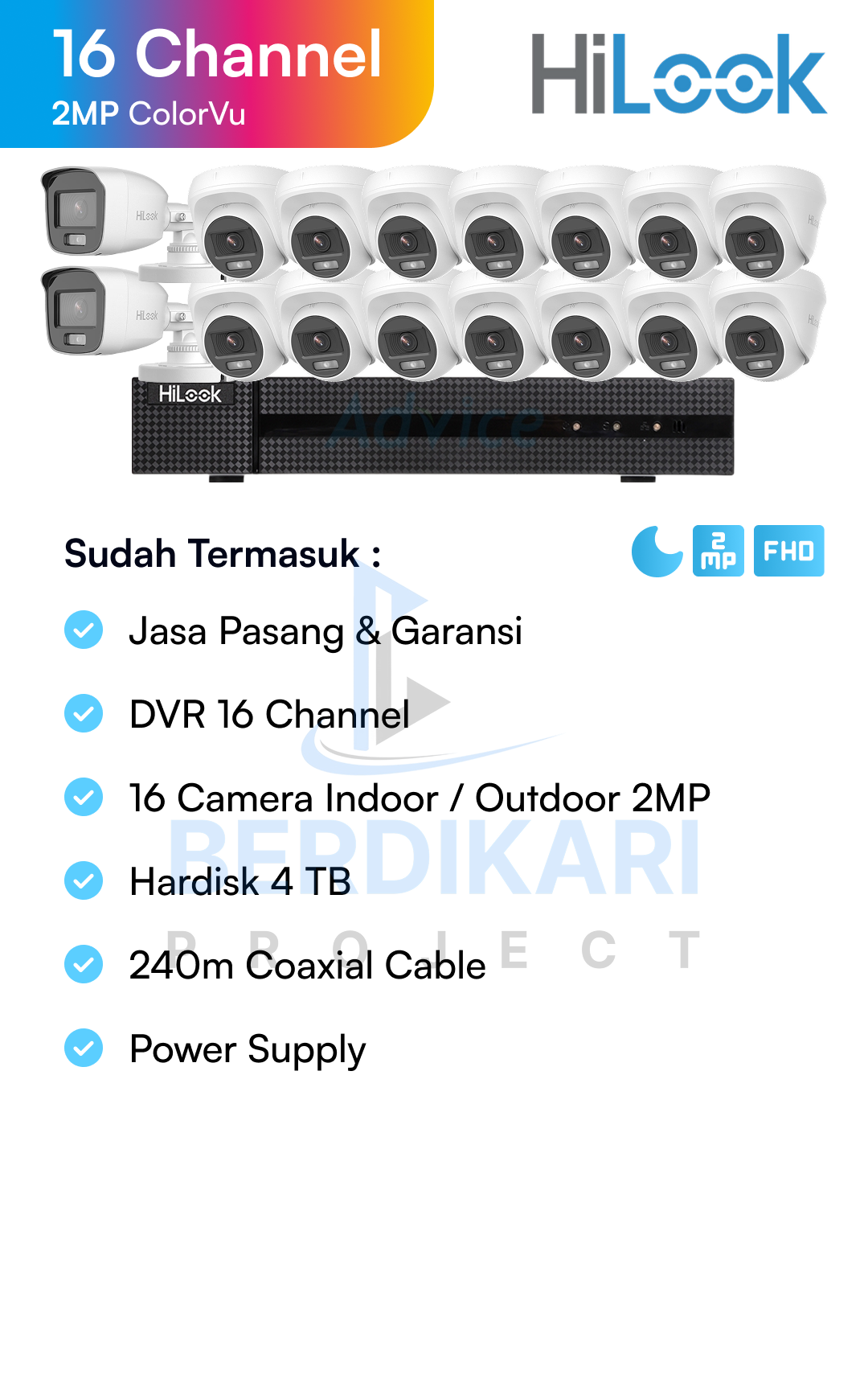 Paket CCTV HiLook Color 2MP