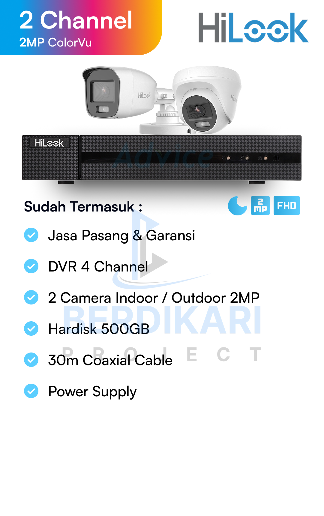 Paket CCTV HiLook Color 2MP