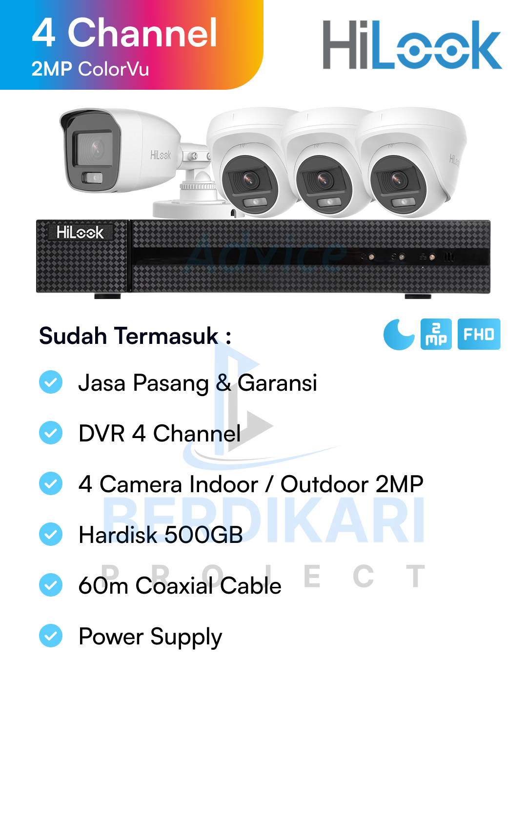 Paket CCTV HiLook Color 2MP