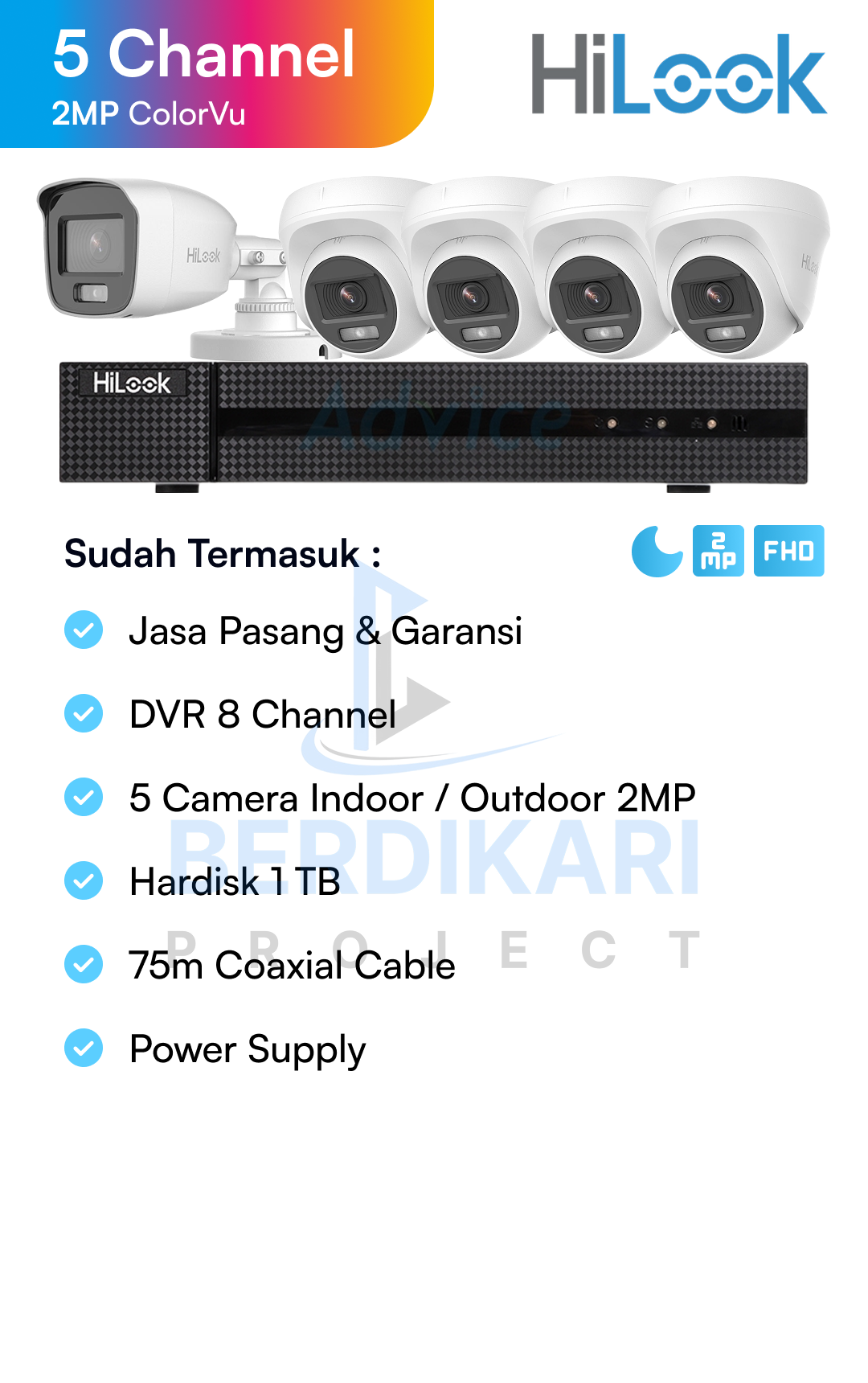 Paket CCTV HiLook Color 2MP