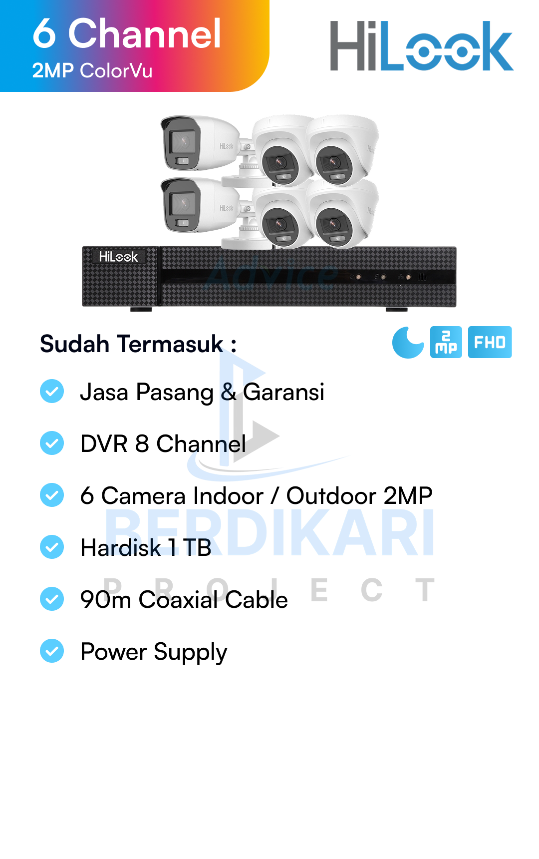 Paket CCTV HiLook Color 2MP