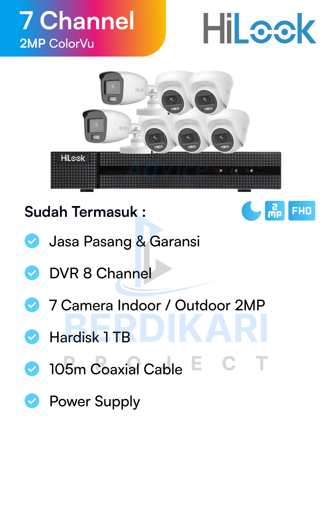 Paket CCTV HiLook Color 2MP