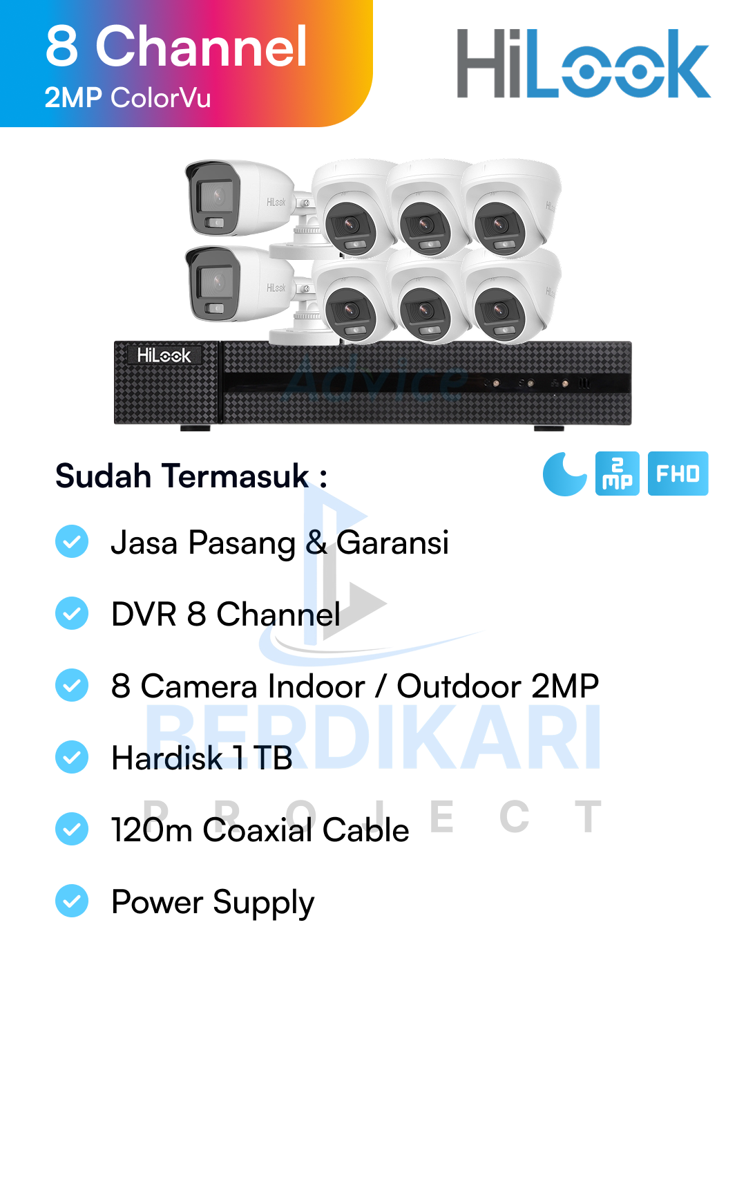Paket CCTV HiLook Color 2MP