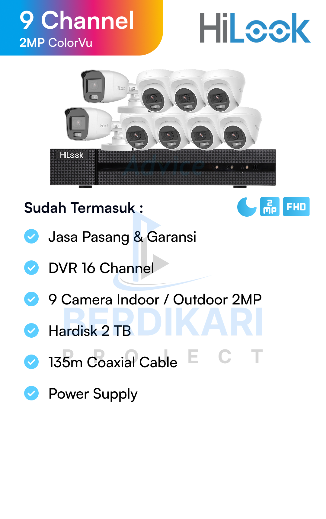 Paket CCTV HiLook Color 2MP