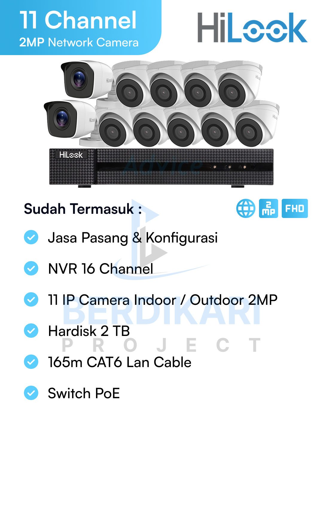 Paket CCTV HiLook IP Cam 2MP