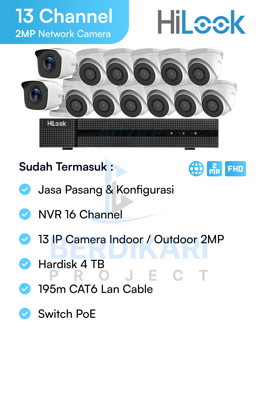 Paket CCTV HiLook IP Cam 2MP