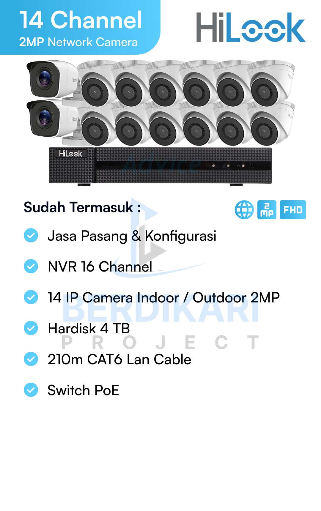 Paket CCTV HiLook IP Cam 2MP