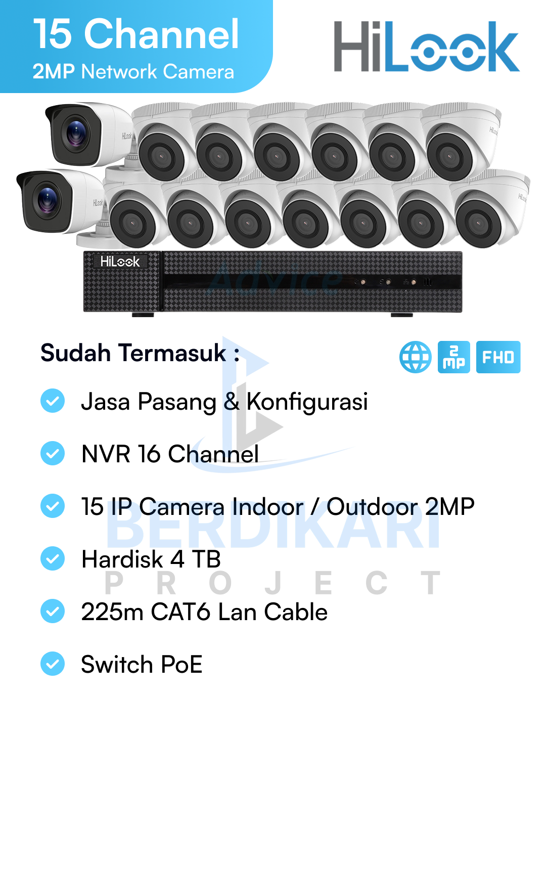 Paket CCTV HiLook IP Cam 2MP