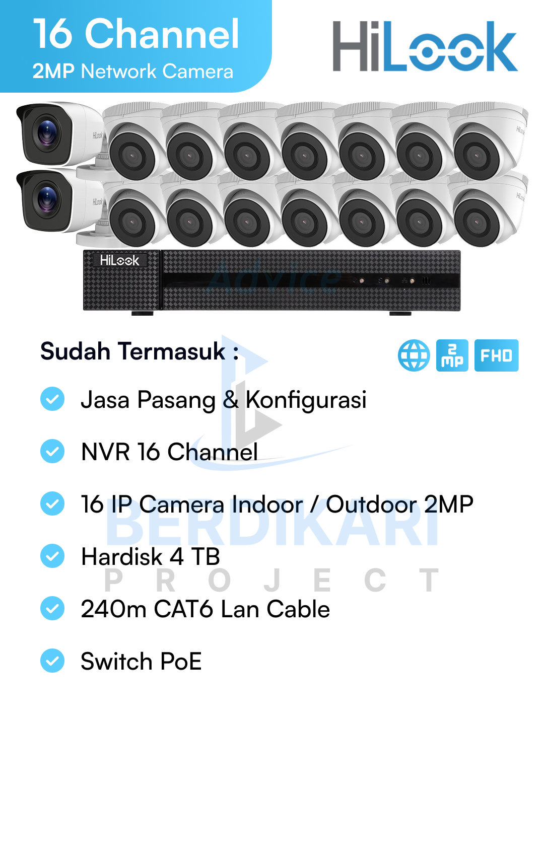 Paket CCTV HiLook IP Cam 2MP