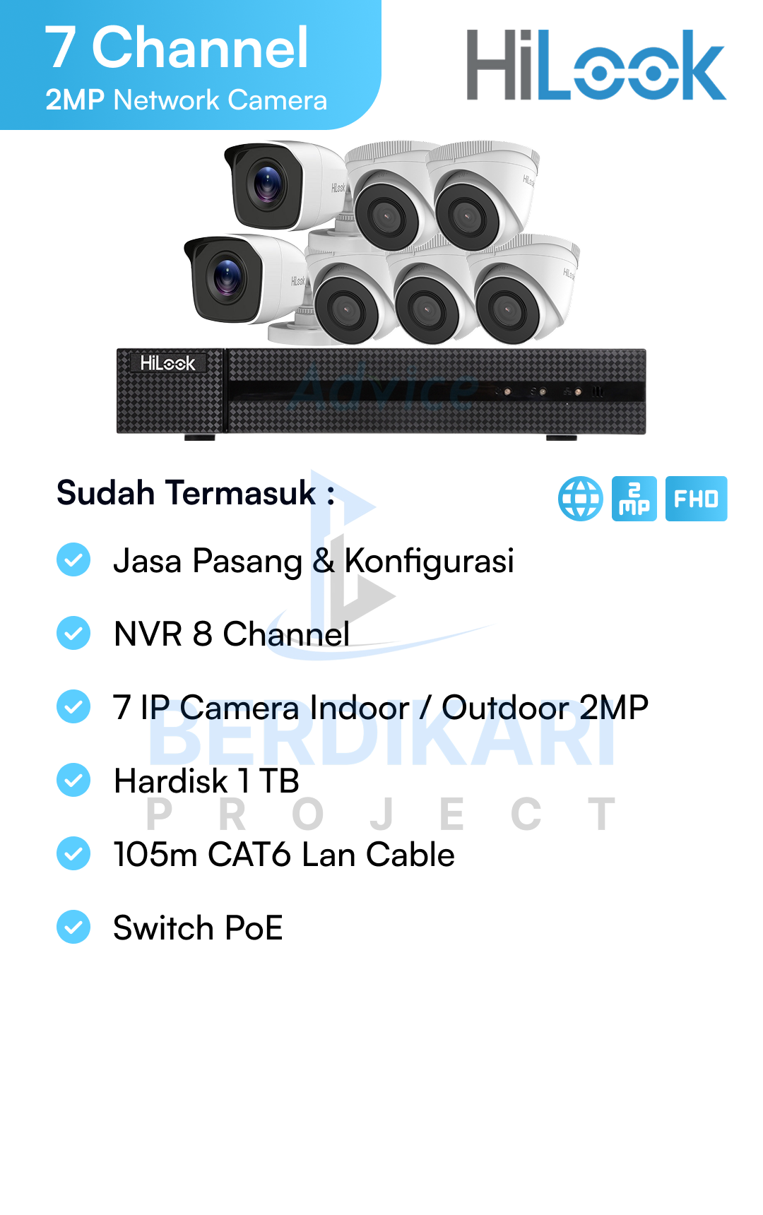 Paket CCTV HiLook IP Cam 2MP