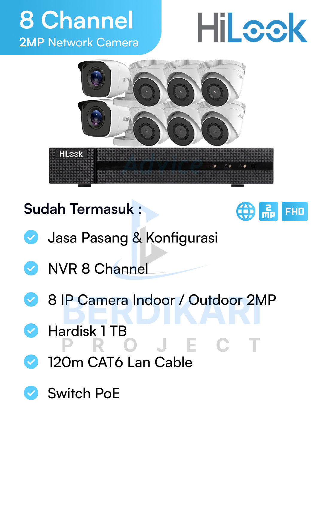 Paket CCTV HiLook IP Cam 2MP
