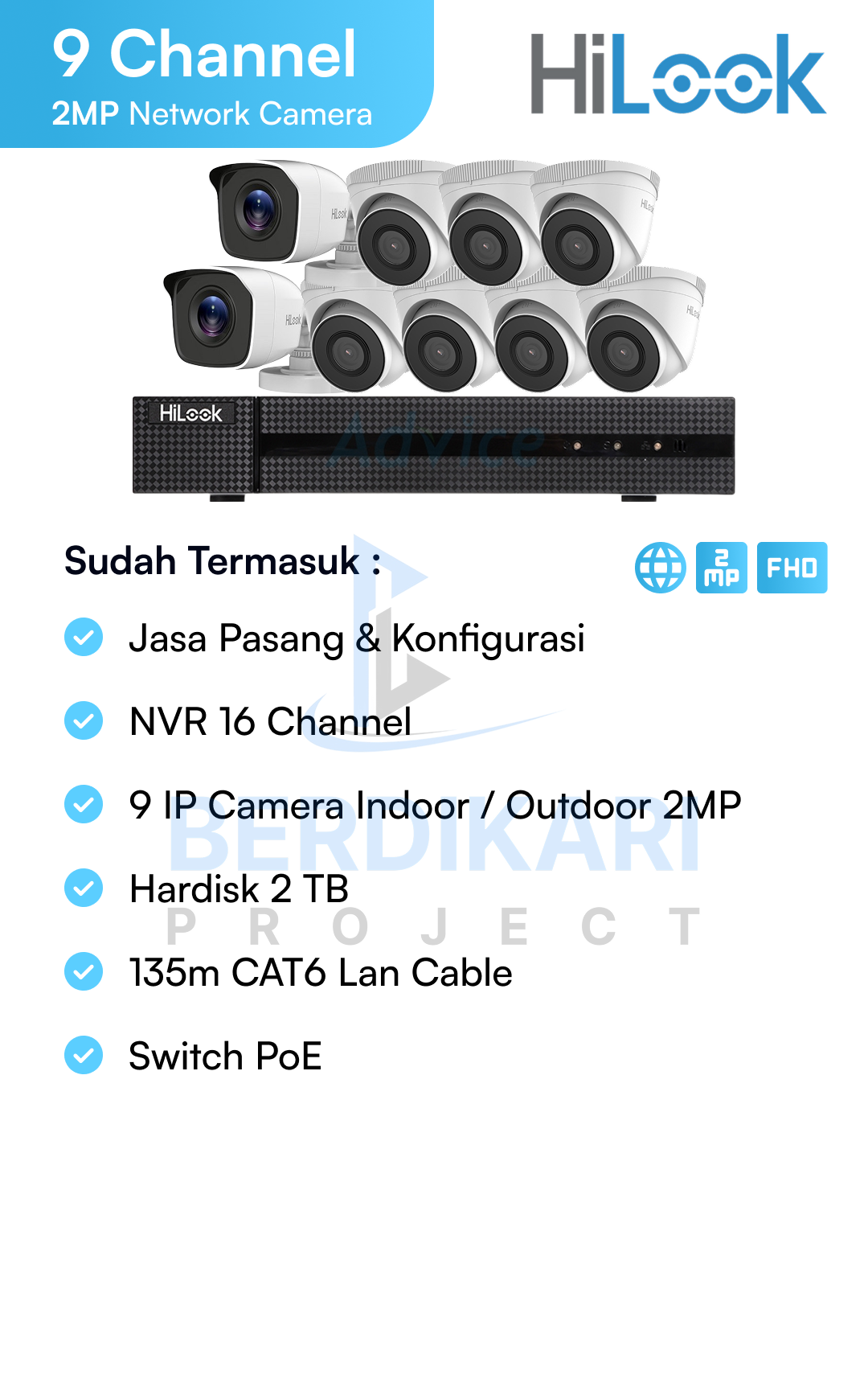 Paket CCTV HiLook IP Cam 2MP