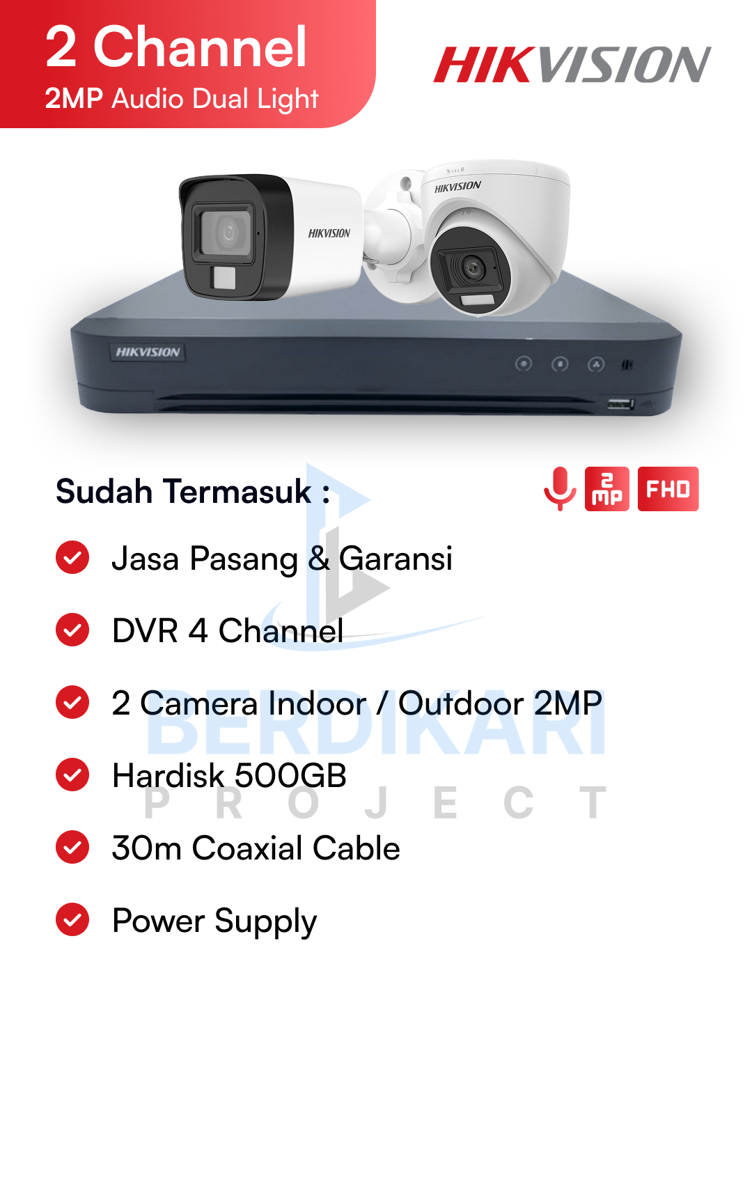 Paket CCTV Hikvision Audio 2MP