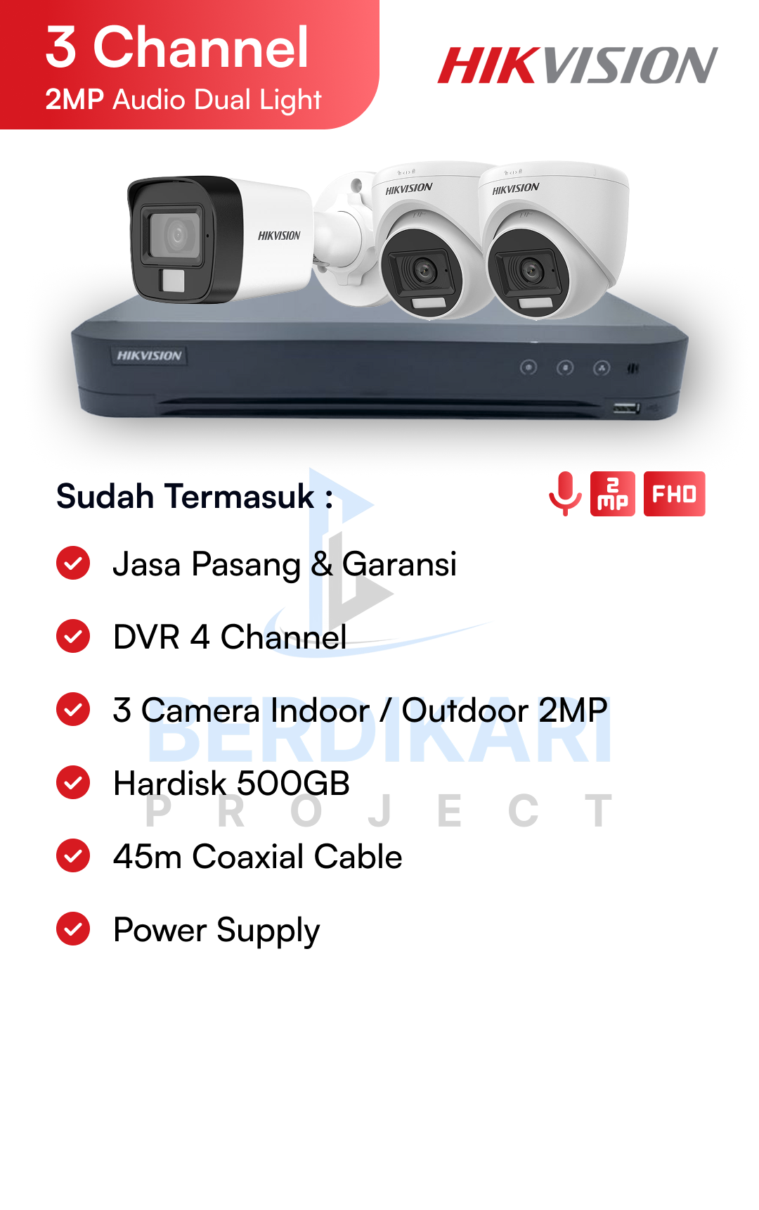 Paket CCTV Hikvision Audio 2MP