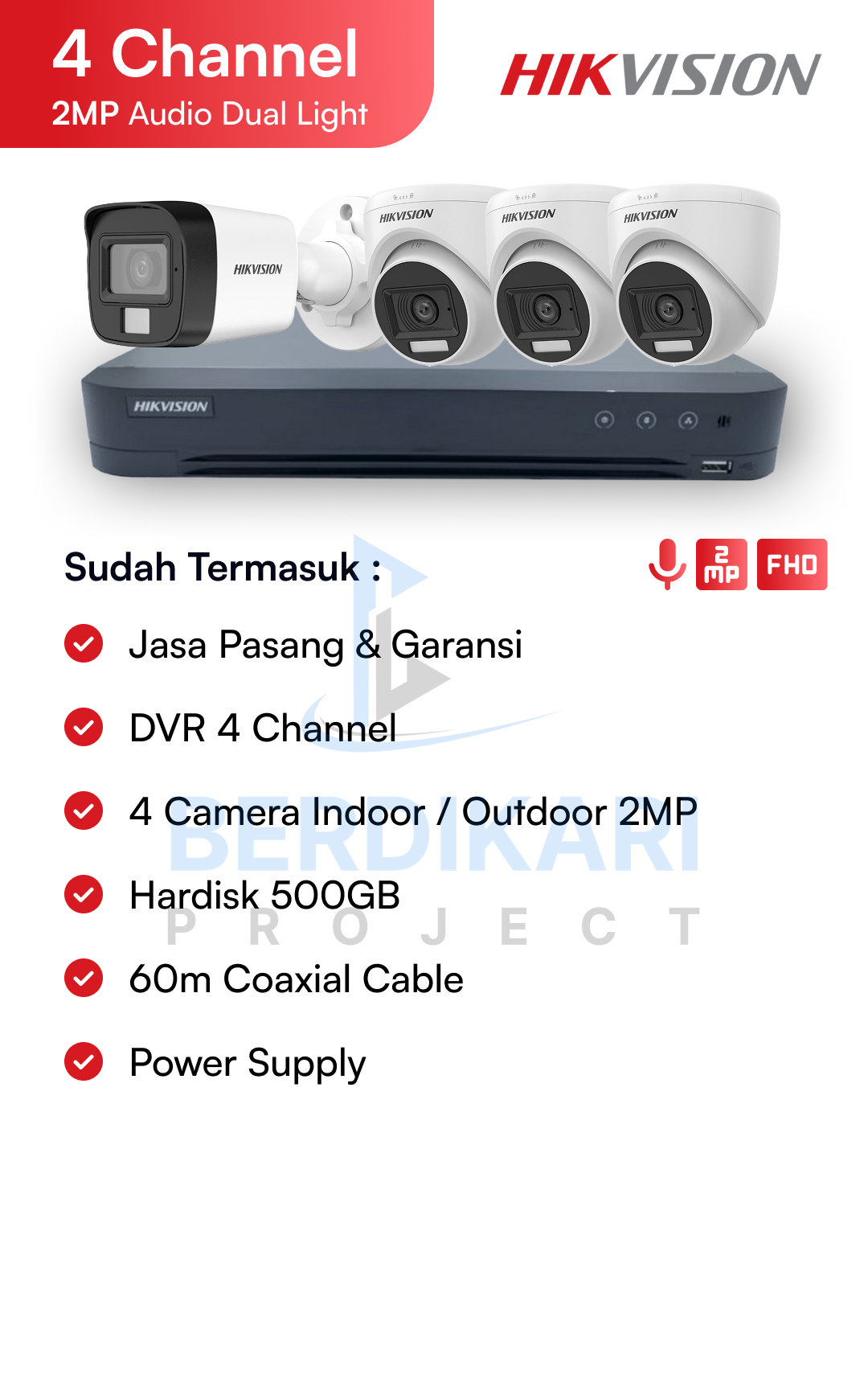 Paket CCTV Hikvision Audio 2MP