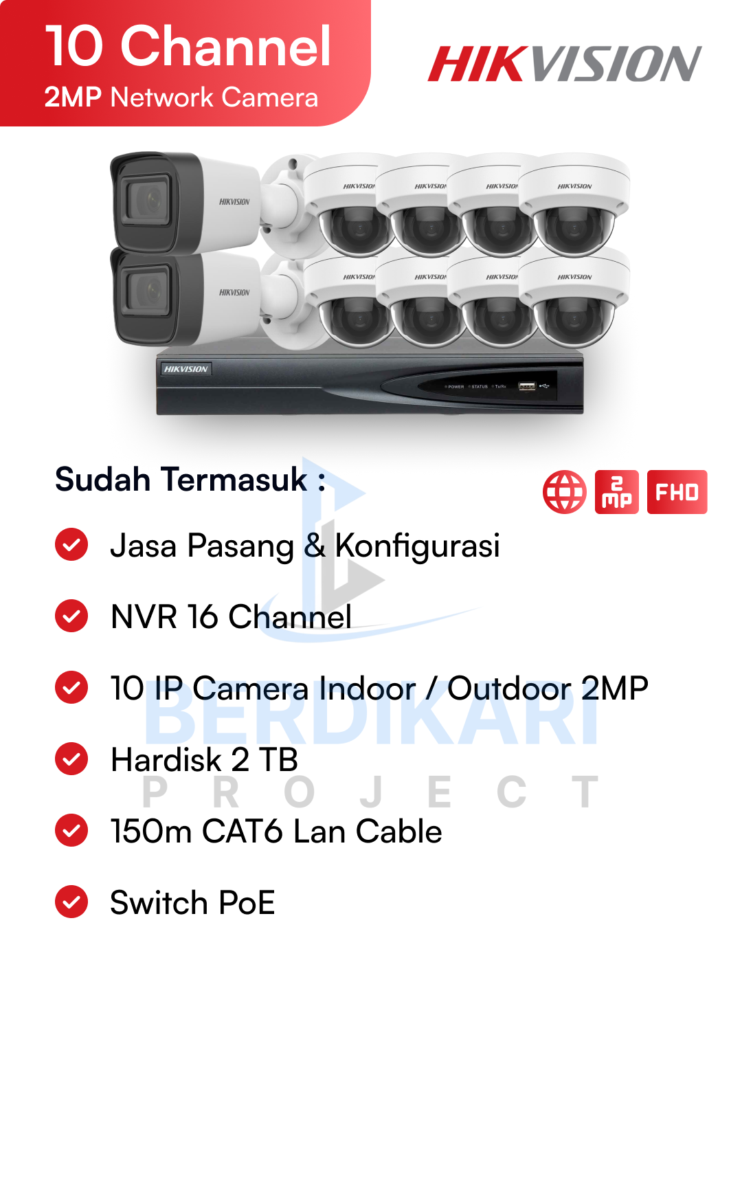 Paket CCTV Hikvision Color 2MP