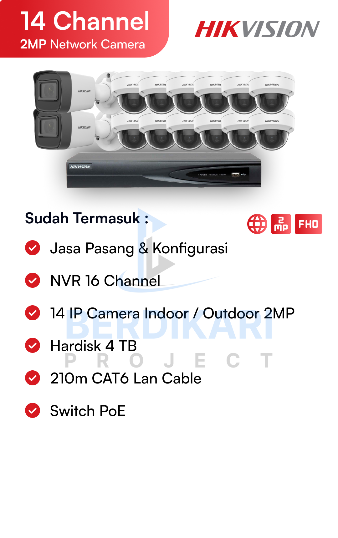 Paket CCTV Hikvision Color 2MP