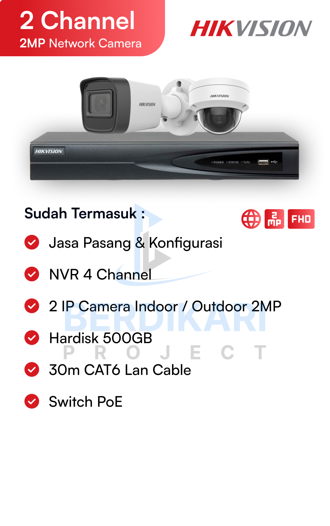 Paket CCTV Hikvision Color 2MP