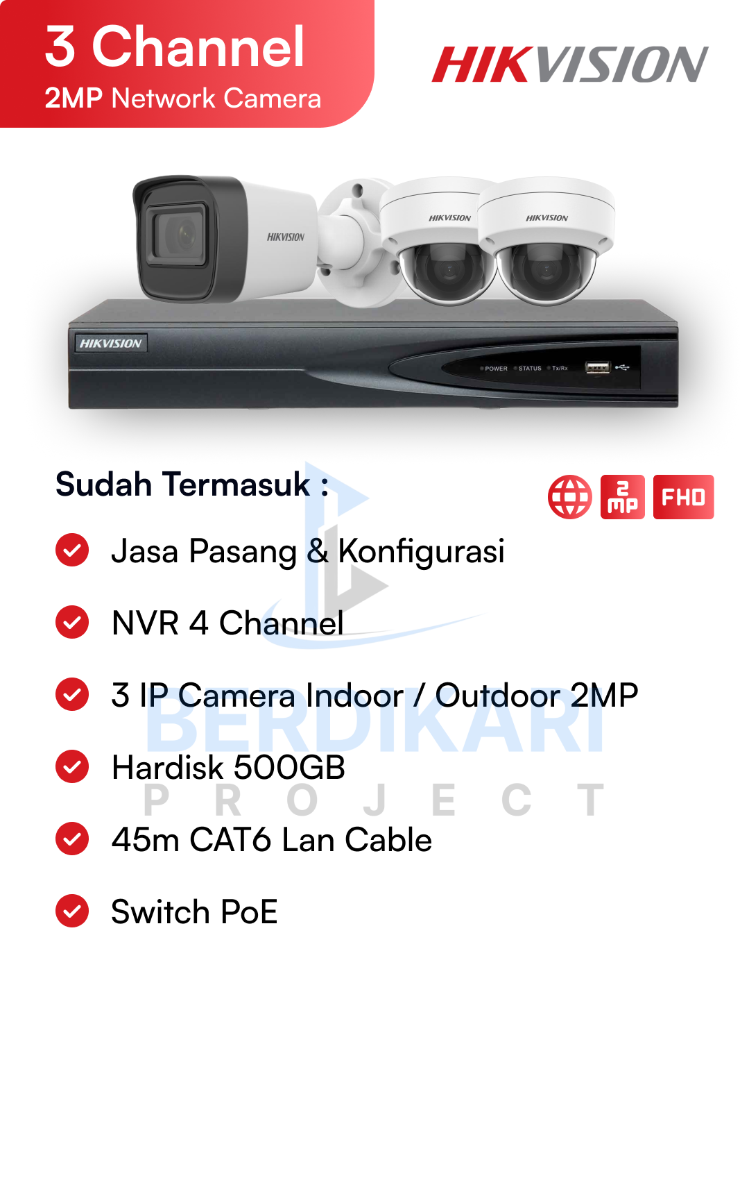 Paket CCTV Hikvision Color 2MP
