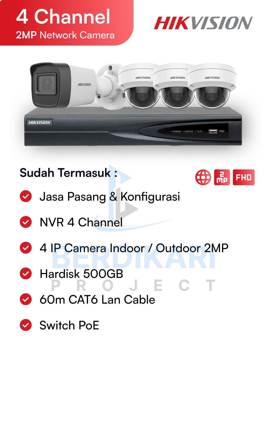 Paket CCTV Hikvision Color 2MP