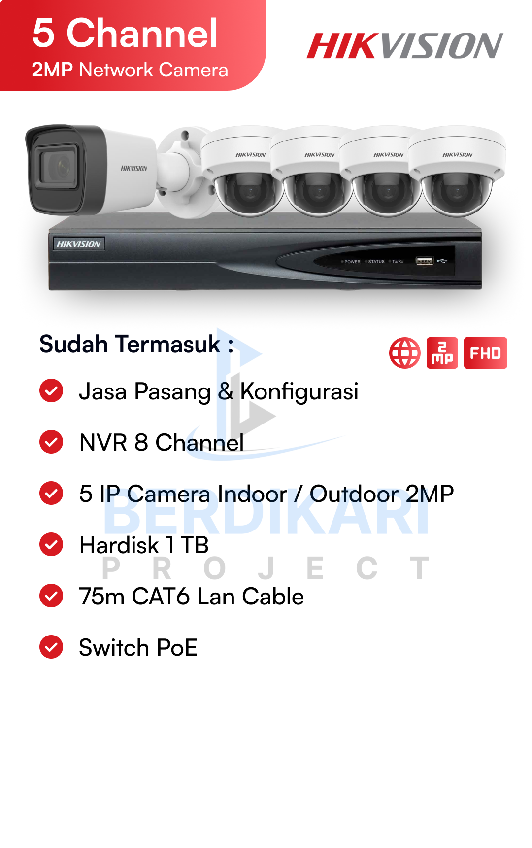 Paket CCTV Hikvision Color 2MP