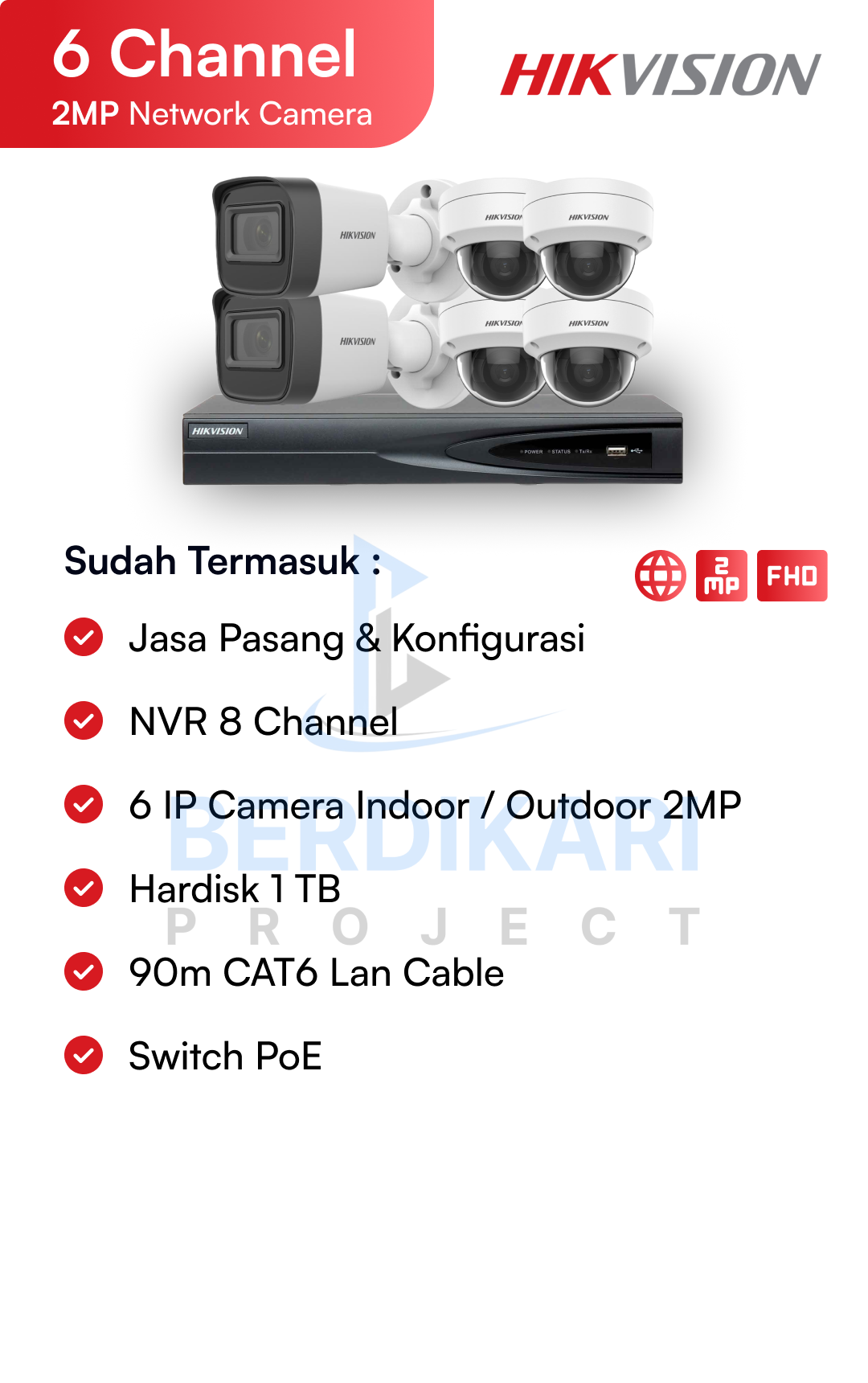 Paket CCTV Hikvision Color 2MP