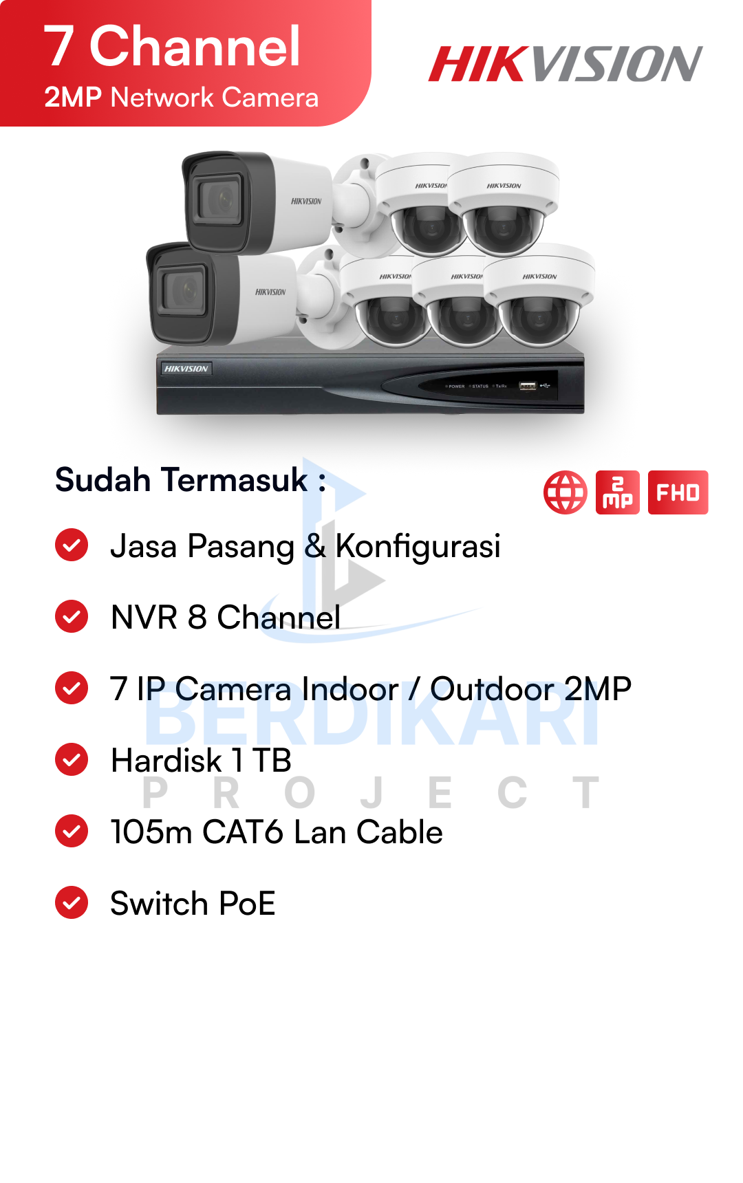 Paket CCTV Hikvision Color 2MP