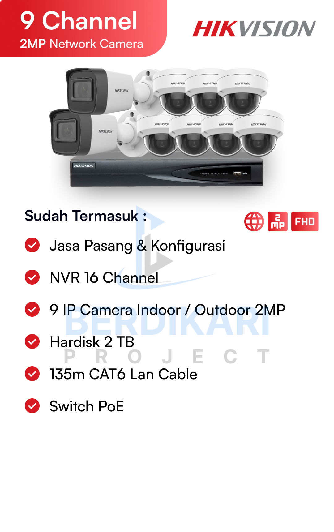 Paket CCTV Hikvision Color 2MP
