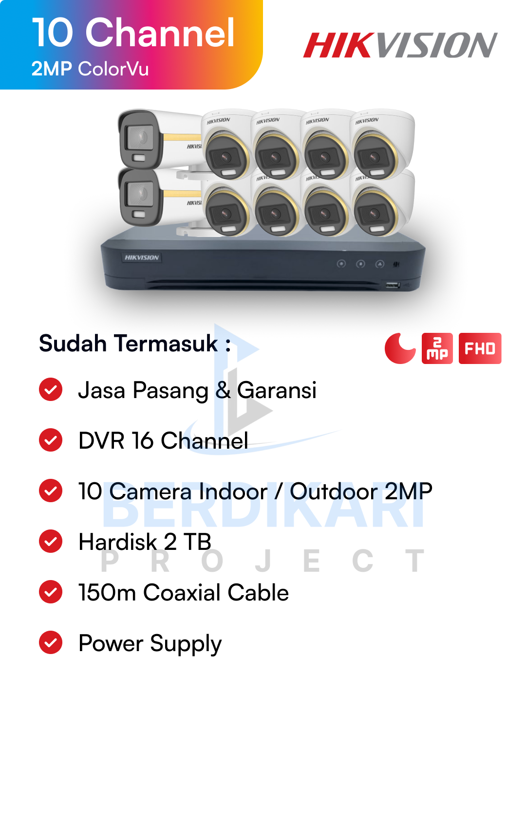 Paket CCTV Hikvision Color 2MP