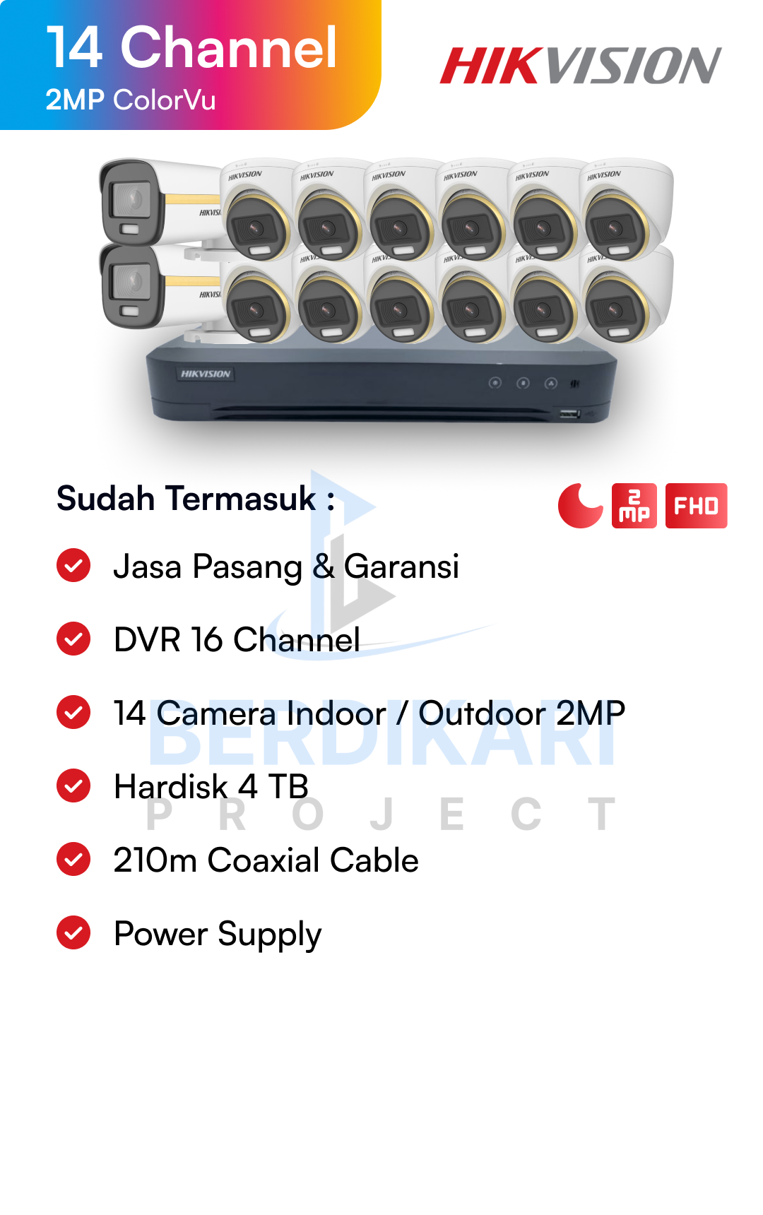 Paket CCTV Hikvision Color 2MP
