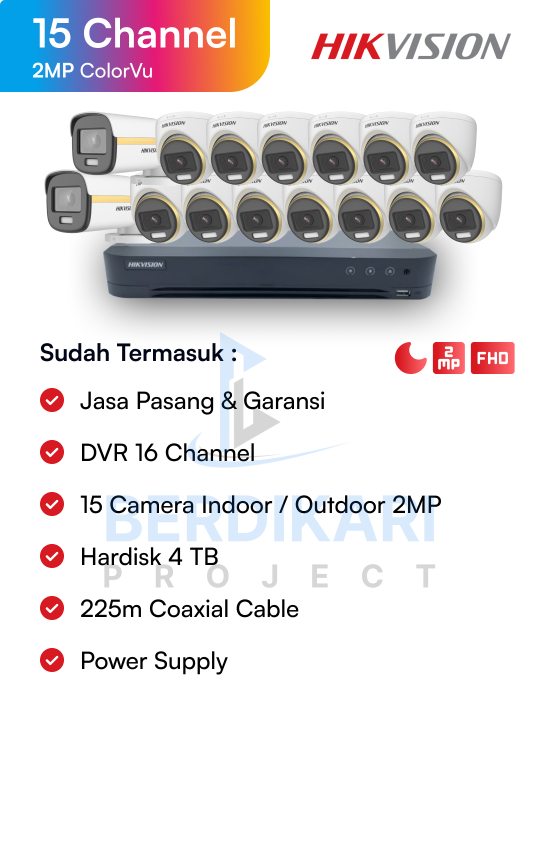 Paket CCTV Hikvision Color 2MP