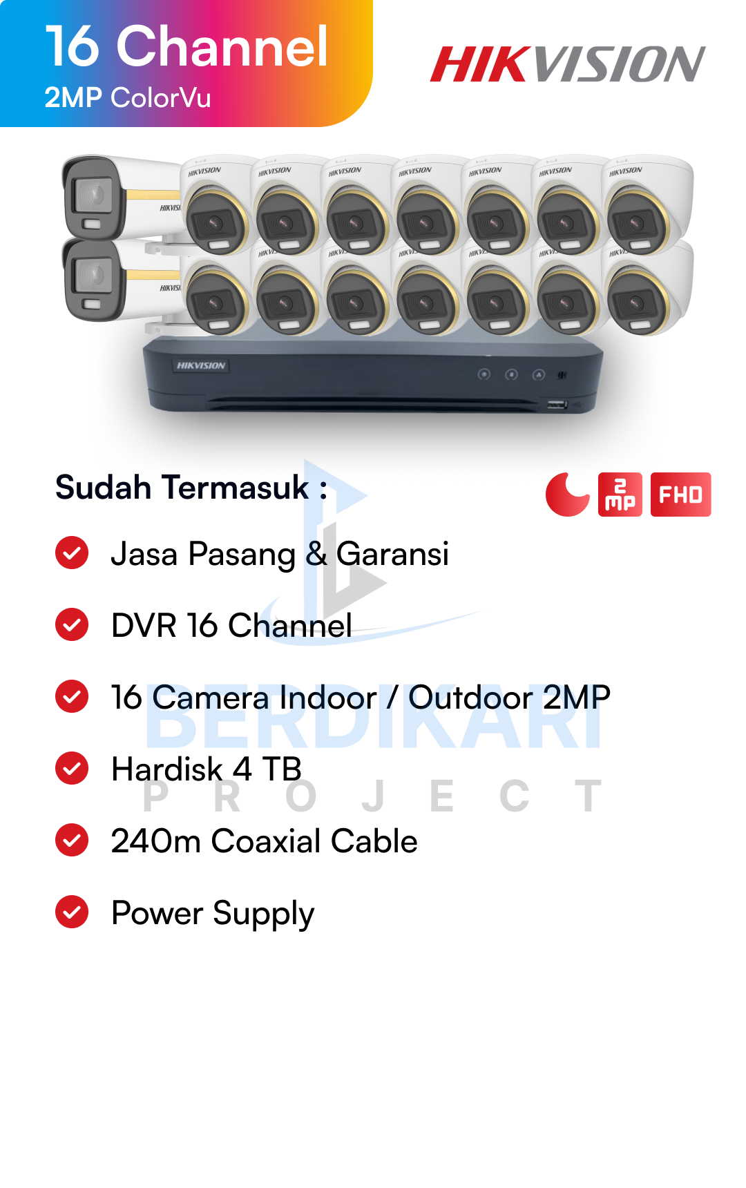Paket CCTV Hikvision Color 2MP