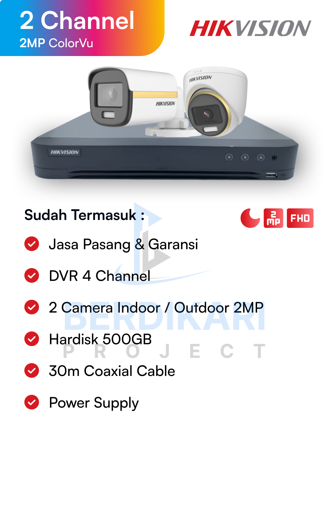 Paket CCTV Hikvision Color 2MP