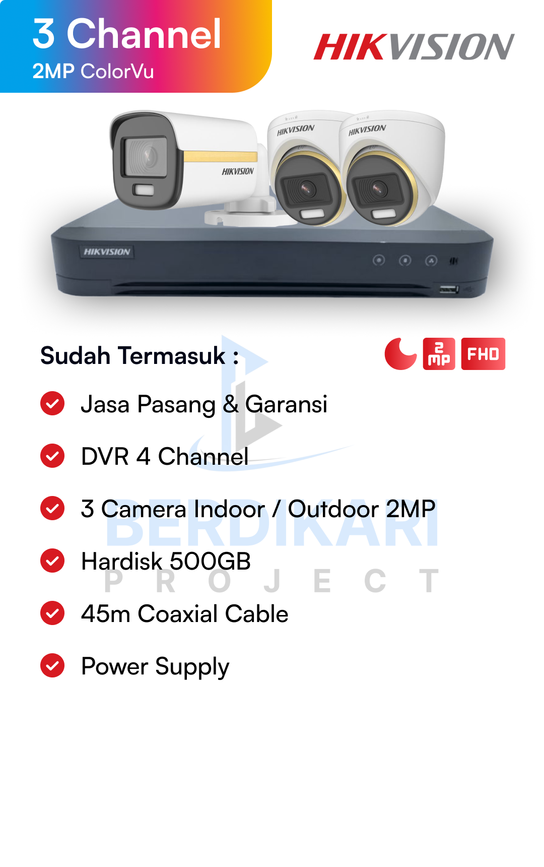 Paket CCTV Hikvision Color 2MP