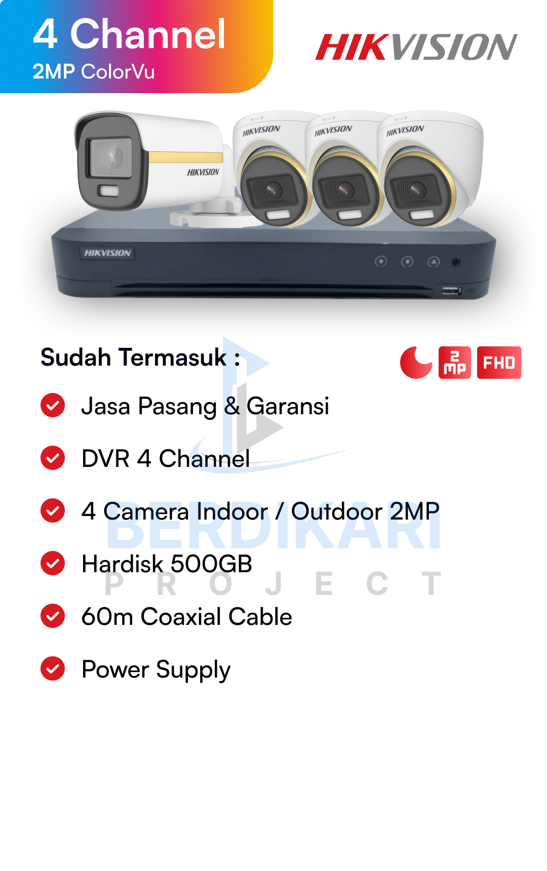 Paket CCTV Hikvision Color 2MP