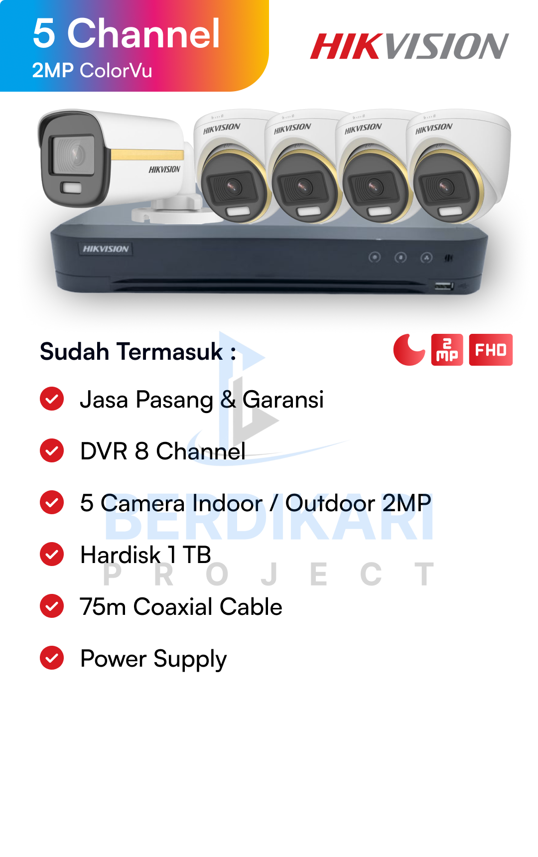 Paket CCTV Hikvision Color 2MP