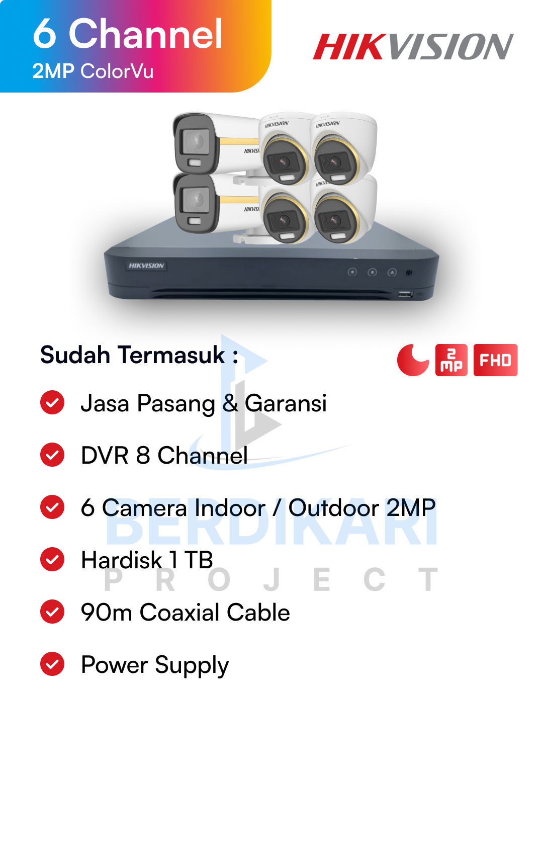 Paket CCTV Hikvision Color 2MP