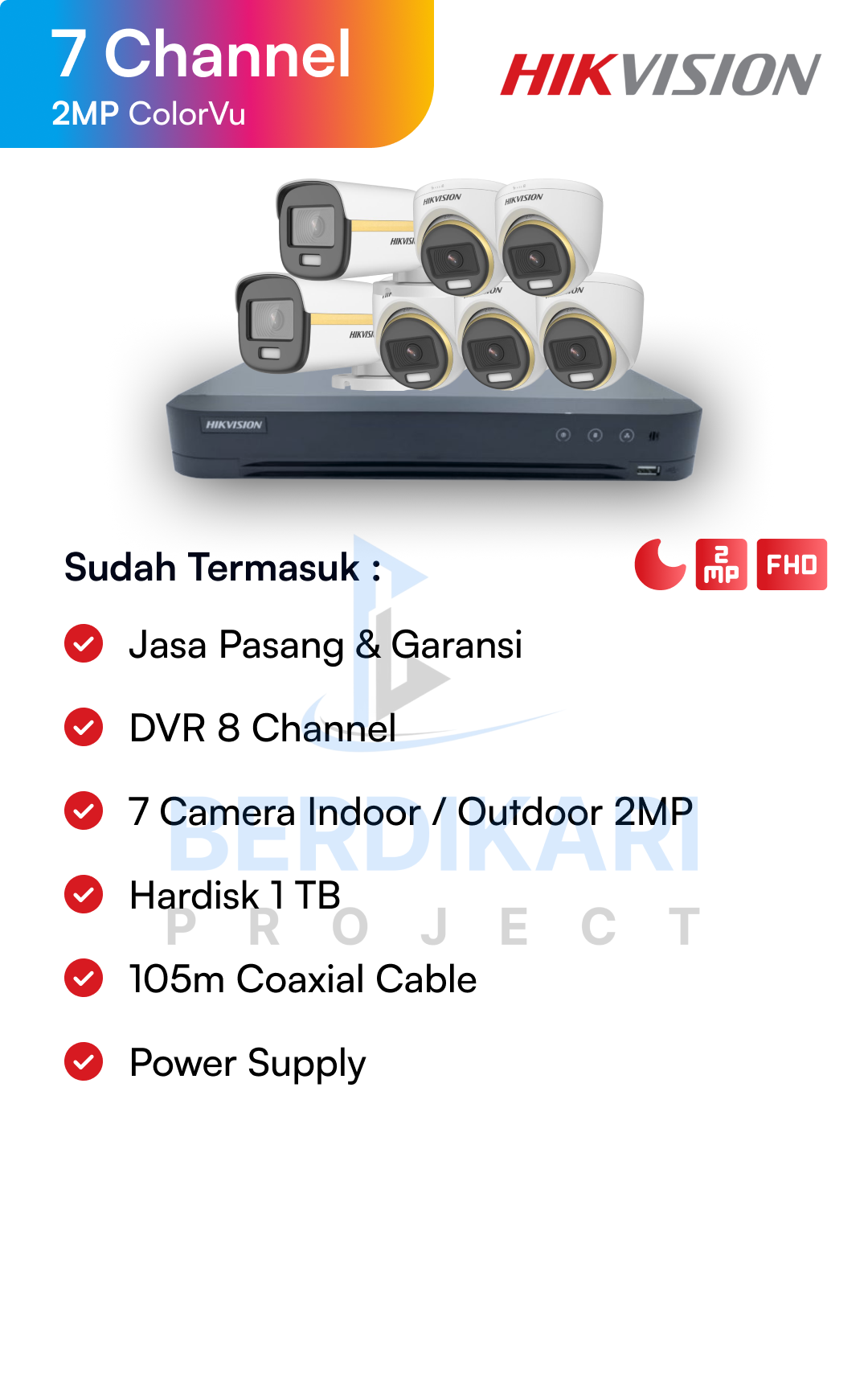 Paket CCTV Hikvision Color 2MP