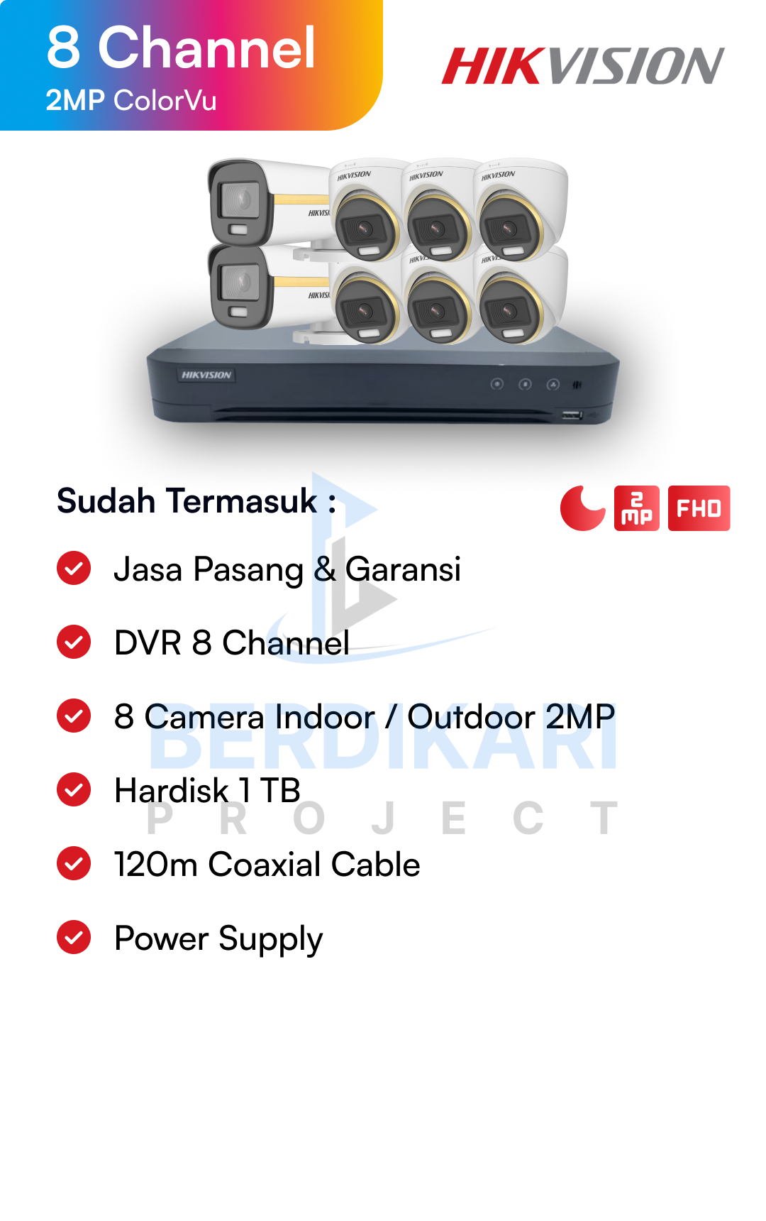 Paket CCTV Hikvision Color 2MP