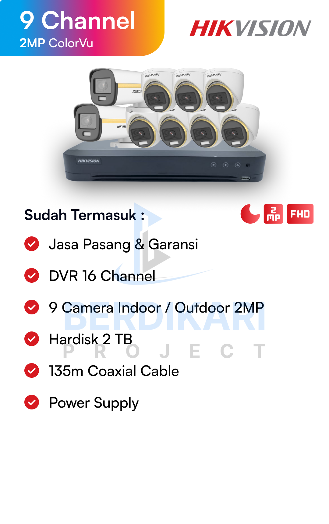 Paket CCTV Hikvision Color 2MP