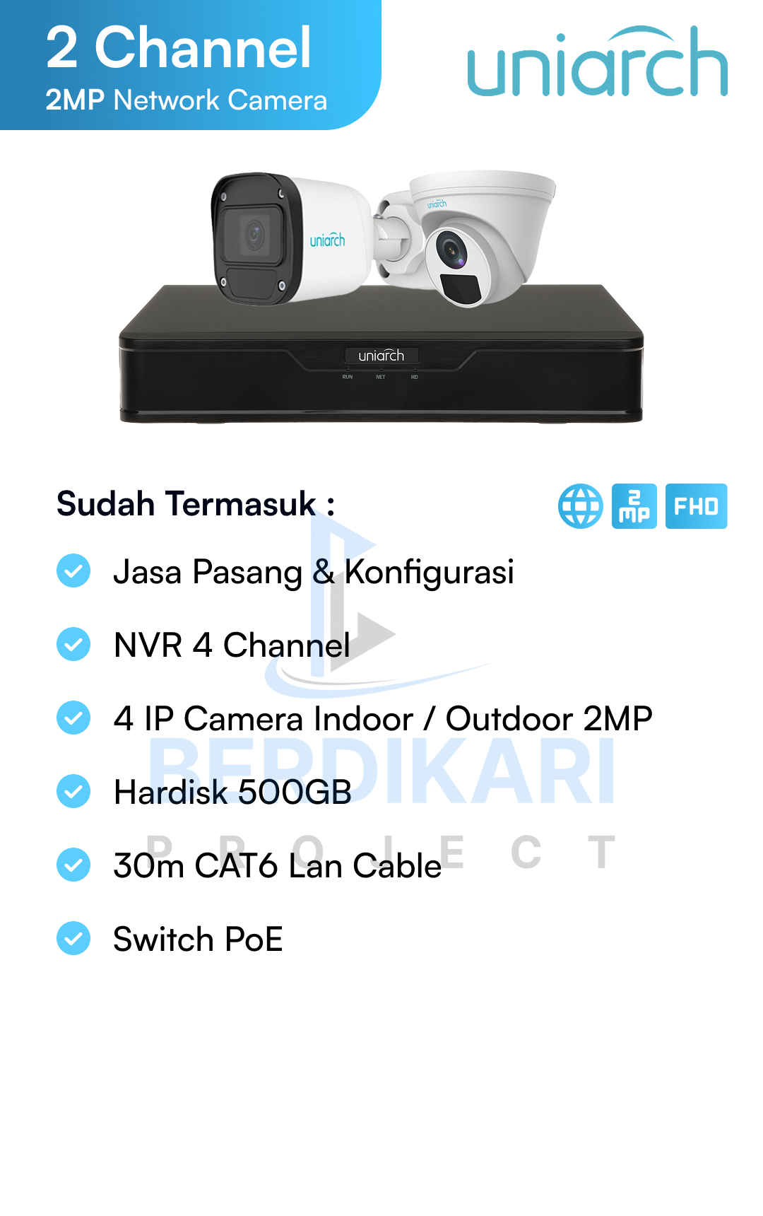 Paket CCTV Uniarch IP Cam 2MP