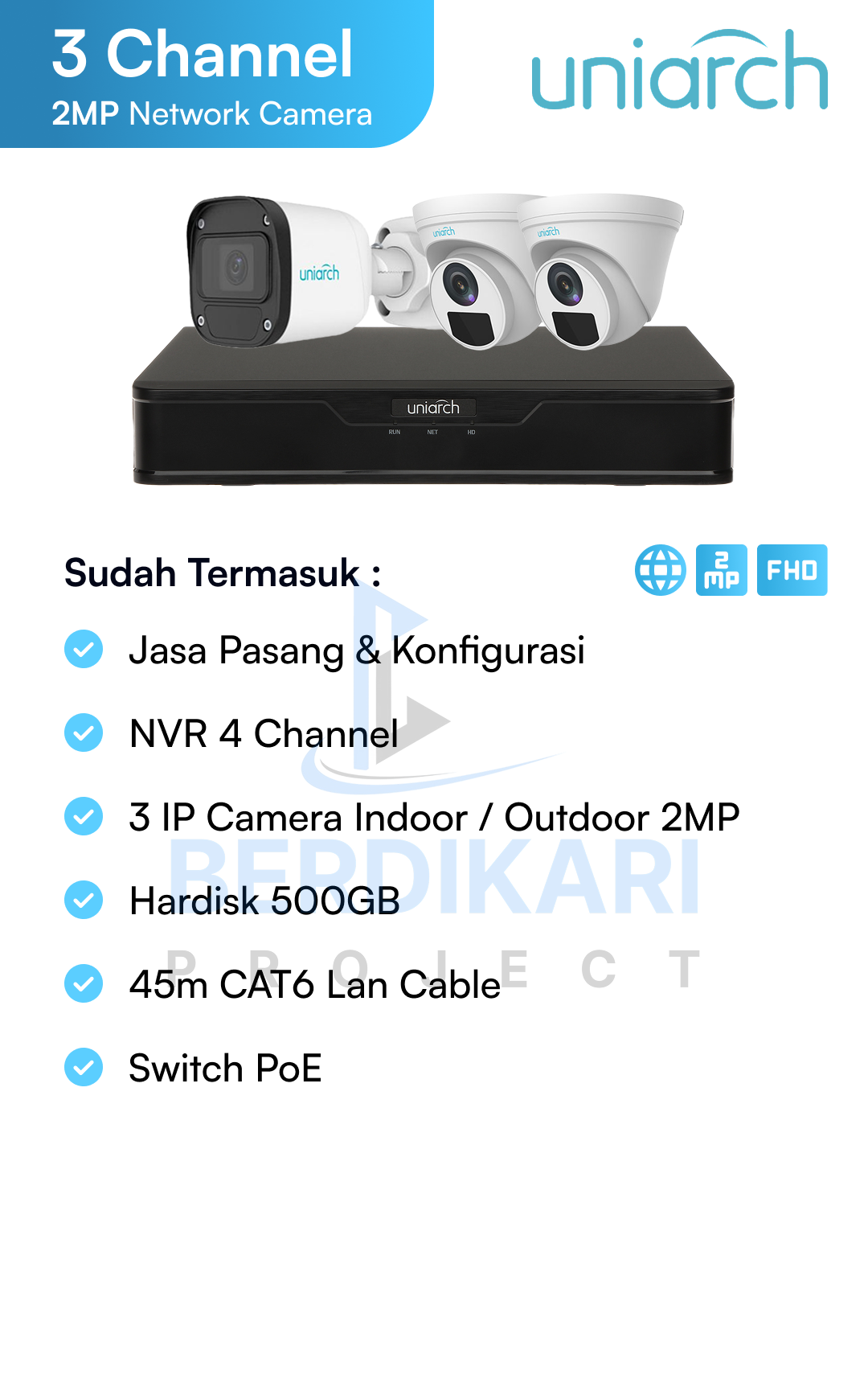 Paket CCTV Uniarch IP Cam 2MP