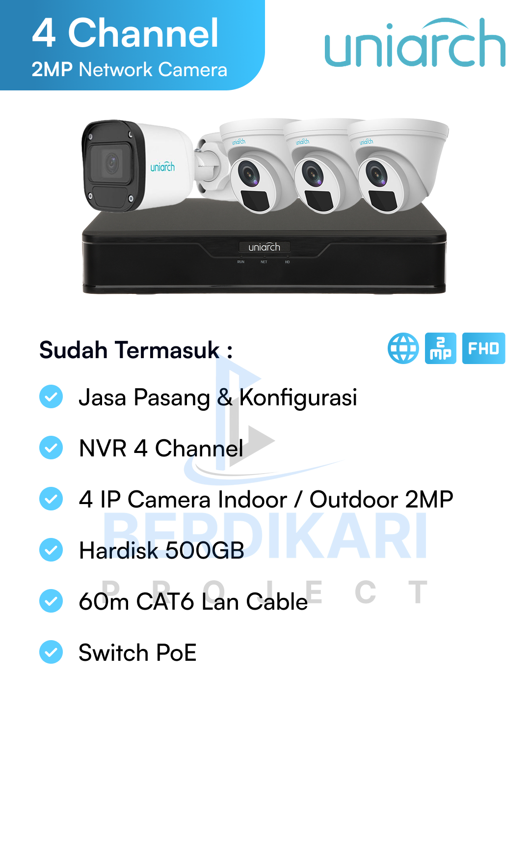 Paket CCTV Uniarch IP Cam 2MP