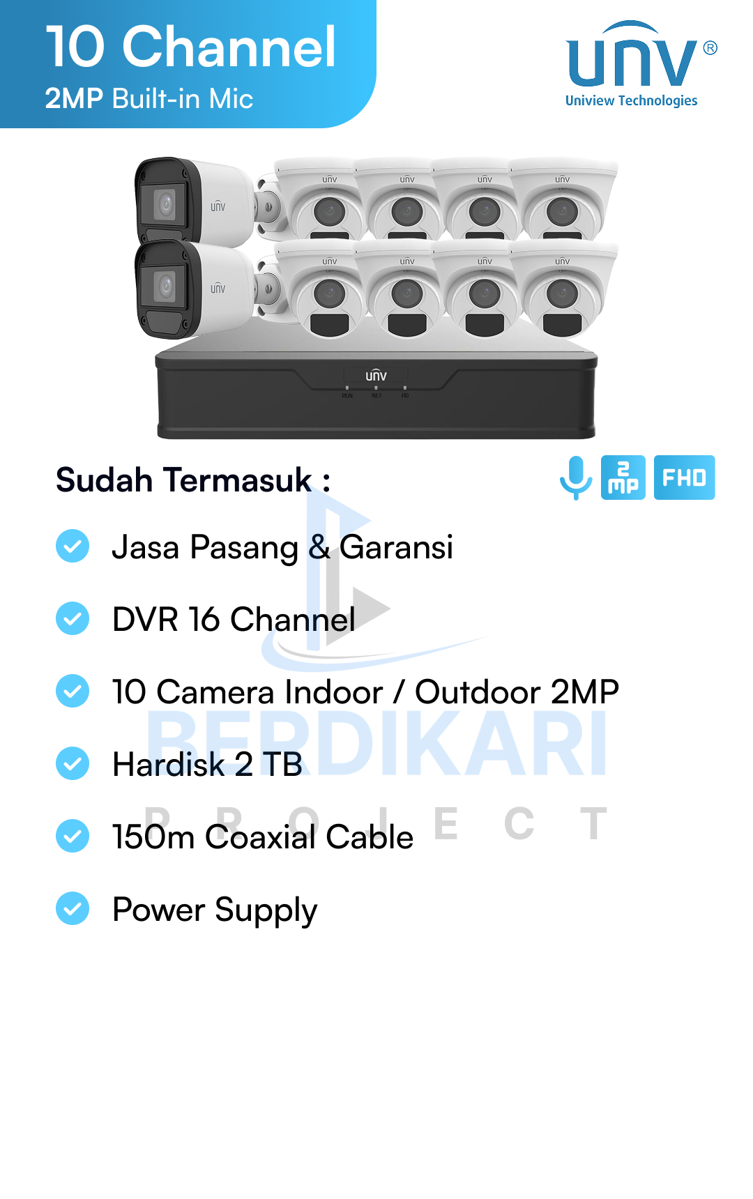 Paket CCTV UNV Audio 2MP